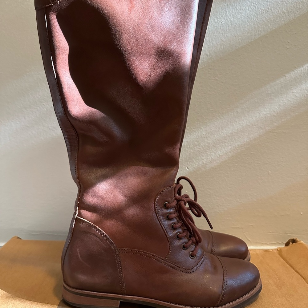 Cognac Brown Leather Boots